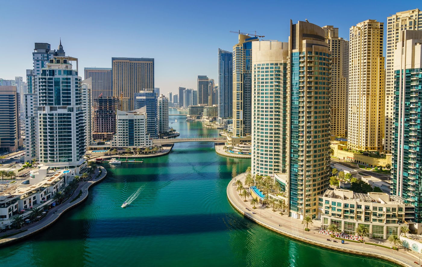 View to canal in Dubai Marina