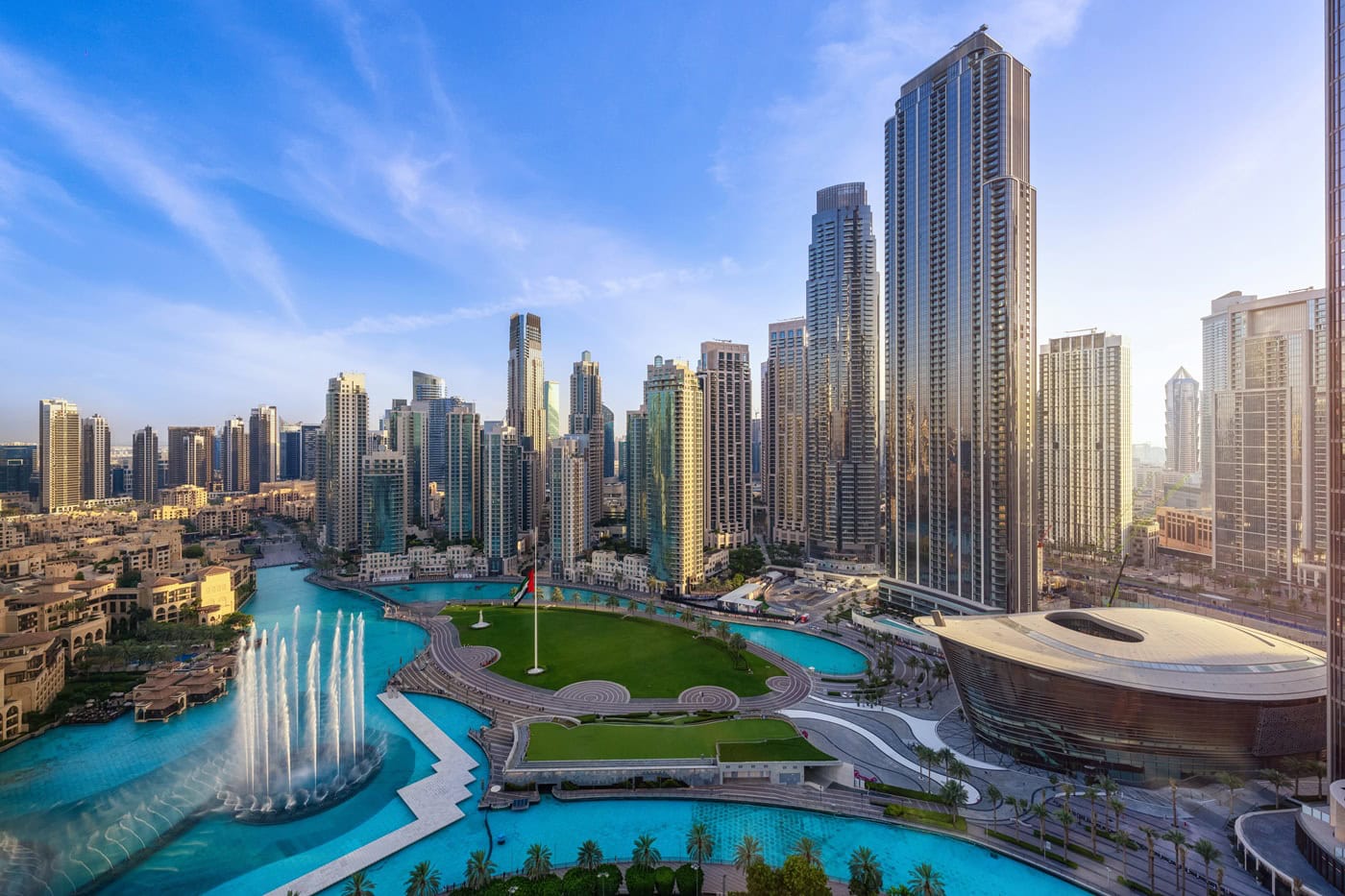 Downtown and fountains