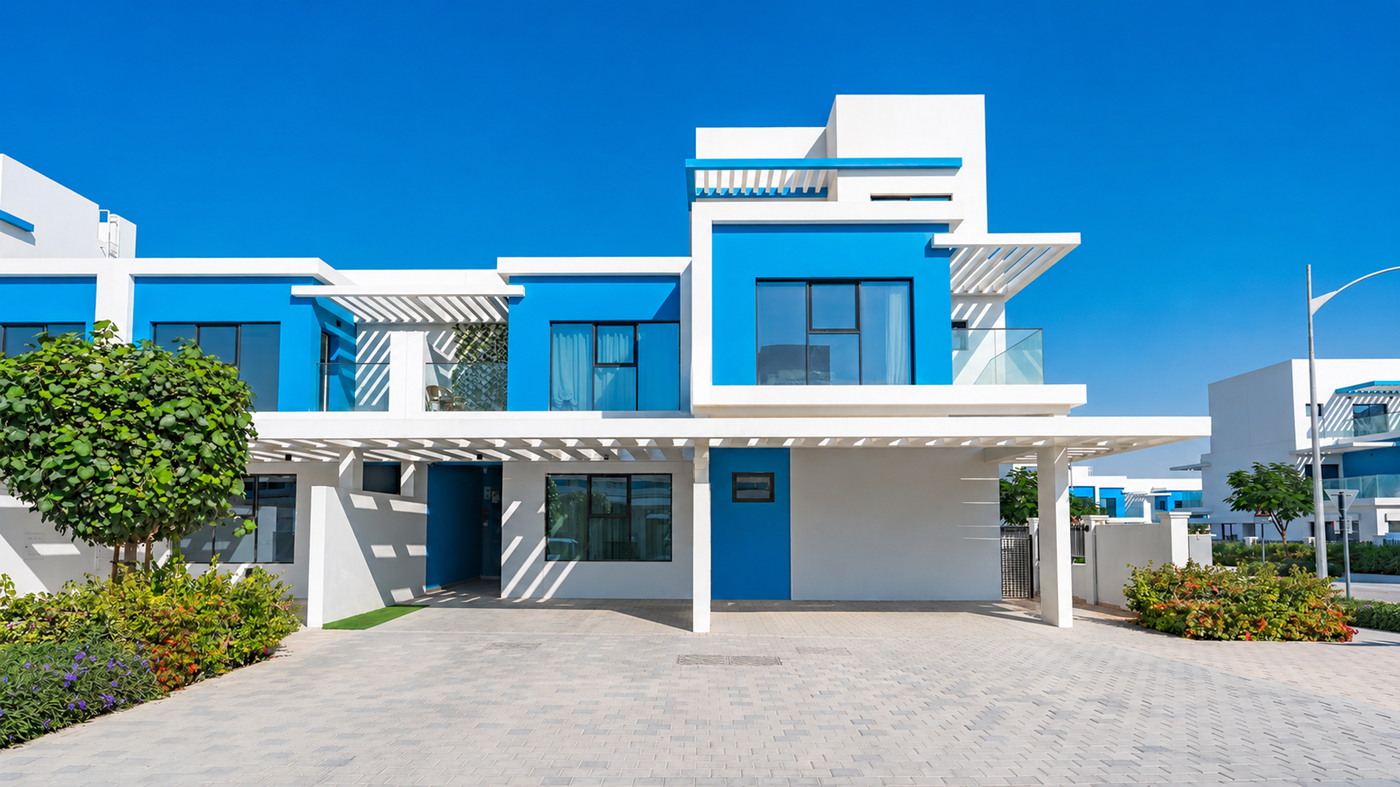How look like houses in Santorini by Damac