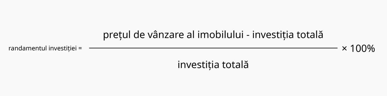 Formulă pentru randamentul la vânzarea imobilului